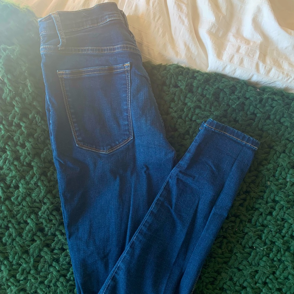 Blue high rise skinny Banana Republic jeans